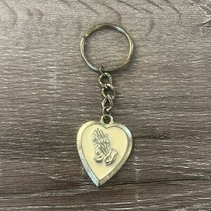 Gold Vintage Prayer Hands Key Ring